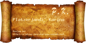 Platzerjanó Karina névjegykártya